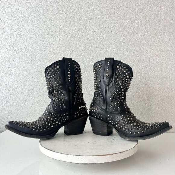 Lane DOLLY Womens Cowboy Bootie 9.5 Black Western Cowgirl Short Boots Bling Stud - Picture 7 of 11